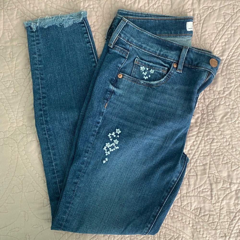 Loft Embroidered Modern Skinny Crop Jeans